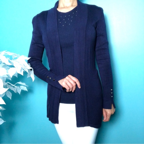 White House Black Market Sweaters - ⭐️NEW⭐️White House Black Market WHBMBlue/Purple Long sleeve Open Front Cardigan